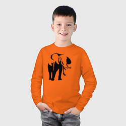 Лонгслив хлопковый детский Слон трафарет, цвет: оранжевый — фото 2