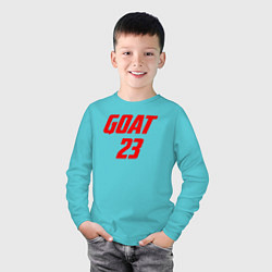 Лонгслив хлопковый детский Goat 23, цвет: бирюзовый — фото 2