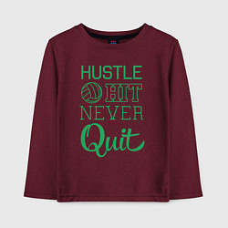 Лонгслив хлопковый детский Hustle hit never quit, цвет: меланж-бордовый