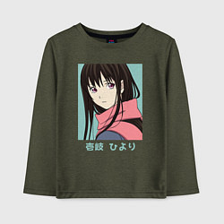 Лонгслив хлопковый детский Ики Хиёри, цвет: меланж-хаки
