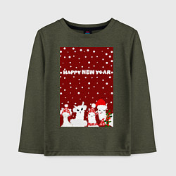 Детский лонгслив Семья лам на новогодних каникулах