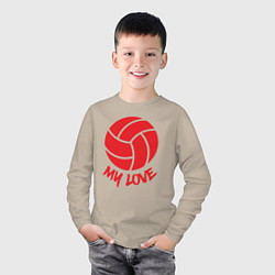 Лонгслив хлопковый детский Volleyball my love, цвет: миндальный — фото 2