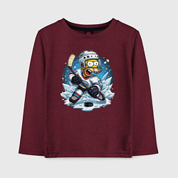 Детский лонгслив Гомер Симпсон - хоккейный нападающий