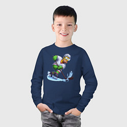 Лонгслив хлопковый детский Гомер Симпсон - крутой хоккеист, цвет: тёмно-синий — фото 2