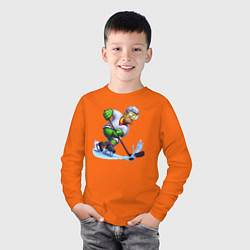 Лонгслив хлопковый детский Гомер Симпсон - крутой хоккеист, цвет: оранжевый — фото 2