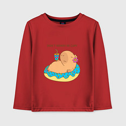 Лонгслив хлопковый детский Капибара с пончиком dont worry be capy, цвет: красный
