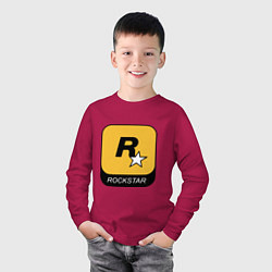 Лонгслив хлопковый детский Rockstar, цвет: маджента — фото 2
