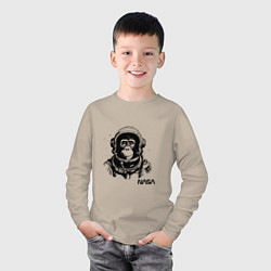Лонгслив хлопковый детский Астронавт обезьяна nasa, цвет: миндальный — фото 2