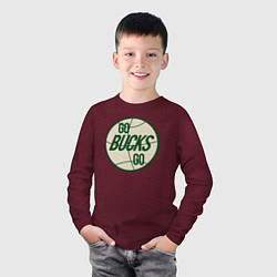 Лонгслив хлопковый детский Go bucks go, цвет: меланж-бордовый — фото 2