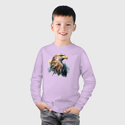 Лонгслив хлопковый детский Акварельный орел в брызгах краски, цвет: лаванда — фото 2