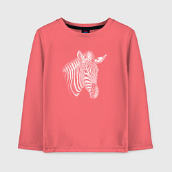 Лонгслив хлопковый детский Гравюра голова зебры, цвет: коралловый