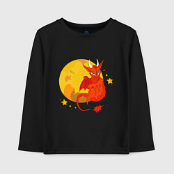 Детский лонгслив Красный дракон на фоне луны