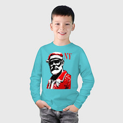Лонгслив хлопковый детский Cool Santa - portrait, цвет: бирюзовый — фото 2
