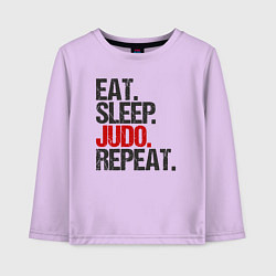 Лонгслив хлопковый детский Eat sleep judo repeat, цвет: лаванда