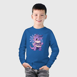 Лонгслив хлопковый детский Фиолетовый дракон в свитере, цвет: синий — фото 2