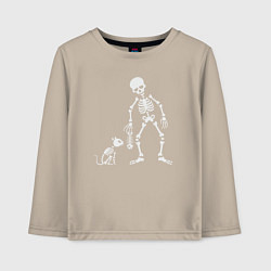 Детский лонгслив Котик и скелет