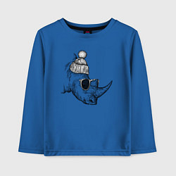 Лонгслив хлопковый детский Носорог модный, цвет: синий