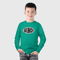Лонгслив хлопковый детский Скибиди, цвет: зеленый — фото 2