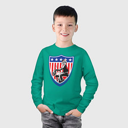 Лонгслив хлопковый детский Американский байкер, цвет: зеленый — фото 2