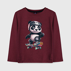 Лонгслив хлопковый детский Cool panda on a skateboard - extreme, цвет: меланж-бордовый