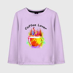Лонгслив хлопковый детский Люблю пить кофе, цвет: лаванда