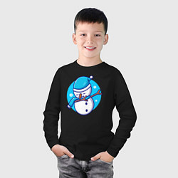 Лонгслив хлопковый детский Dab snowman, цвет: черный — фото 2