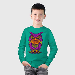 Лонгслив хлопковый детский Purple owl, цвет: зеленый — фото 2