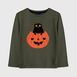 Детский лонгслив Котик в тыкве