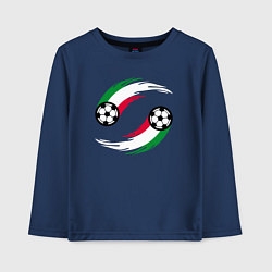 Лонгслив хлопковый детский Итальянские мячи, цвет: тёмно-синий