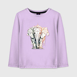 Лонгслив хлопковый детский Слон в геометрическом стиле, цвет: лаванда