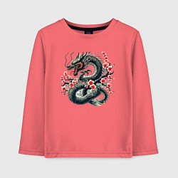 Лонгслив хлопковый детский Japanese dragon and sakura - irezumi, цвет: коралловый