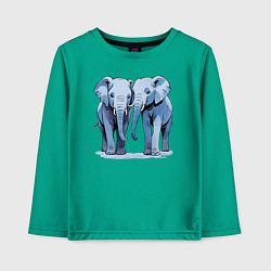 Лонгслив хлопковый детский Друзья-слоны, цвет: зеленый