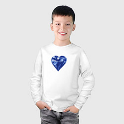 Лонгслив хлопковый детский Синее алмазное сердце, цвет: белый — фото 2