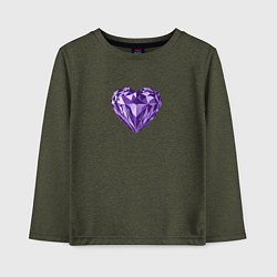 Лонгслив хлопковый детский Фиолетовое алмазное сердце, цвет: меланж-хаки