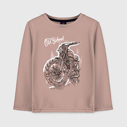 Лонгслив хлопковый детский Старая школа - мотоцикл, цвет: пыльно-розовый