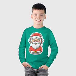 Лонгслив хлопковый детский Дед Мороз в наушниках, цвет: зеленый — фото 2