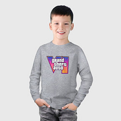 Лонгслив хлопковый детский GTA VI logo, цвет: меланж — фото 2