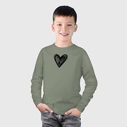 Лонгслив хлопковый детский Рисованное чёрное сердце парное, цвет: авокадо — фото 2