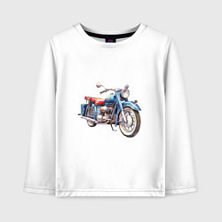 Лонгслив хлопковый детский Ретро мотоцикл олдскул, цвет: белый