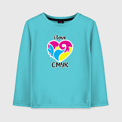 Лонгслив хлопковый детский I love cmyk, цвет: бирюзовый