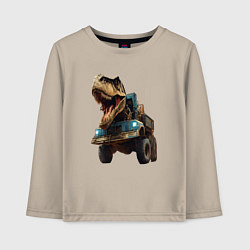 Лонгслив хлопковый детский Голова динозавра в тренде, цвет: миндальный