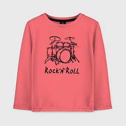 Детский лонгслив Барабанная установка - рок н ролл