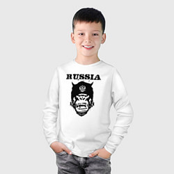Лонгслив хлопковый детский Russian gorilla, цвет: белый — фото 2