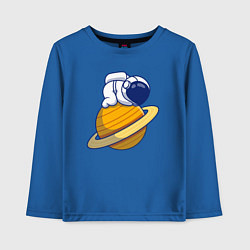 Лонгслив хлопковый детский Космонавт на Сатурне, цвет: синий