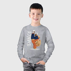 Лонгслив хлопковый детский Плюшевый медвежонок танцор, цвет: меланж — фото 2