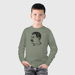 Лонгслив хлопковый детский Сталин в профиль, цвет: авокадо — фото 2