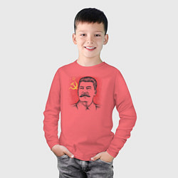 Лонгслив хлопковый детский Сталин с флагом СССР, цвет: коралловый — фото 2