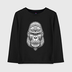 Лонгслив хлопковый детский Морда серьезной гориллы, цвет: черный