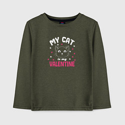 Детский лонгслив My cat is my Valentine 2024
