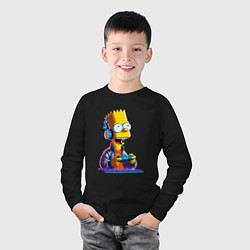 Лонгслив хлопковый детский Bart is an avid gamer, цвет: черный — фото 2